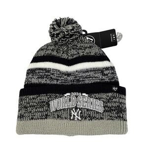 New York Yankees '47 Brand 2024 World Series Cuffed Pom Knit Beanie Hat MSRP $34